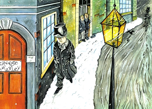 Painting of Scrooge and marley
