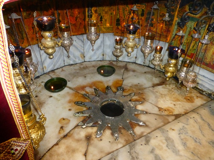Photo of the place of the Nativity at the Church of the Nativity in Israel.